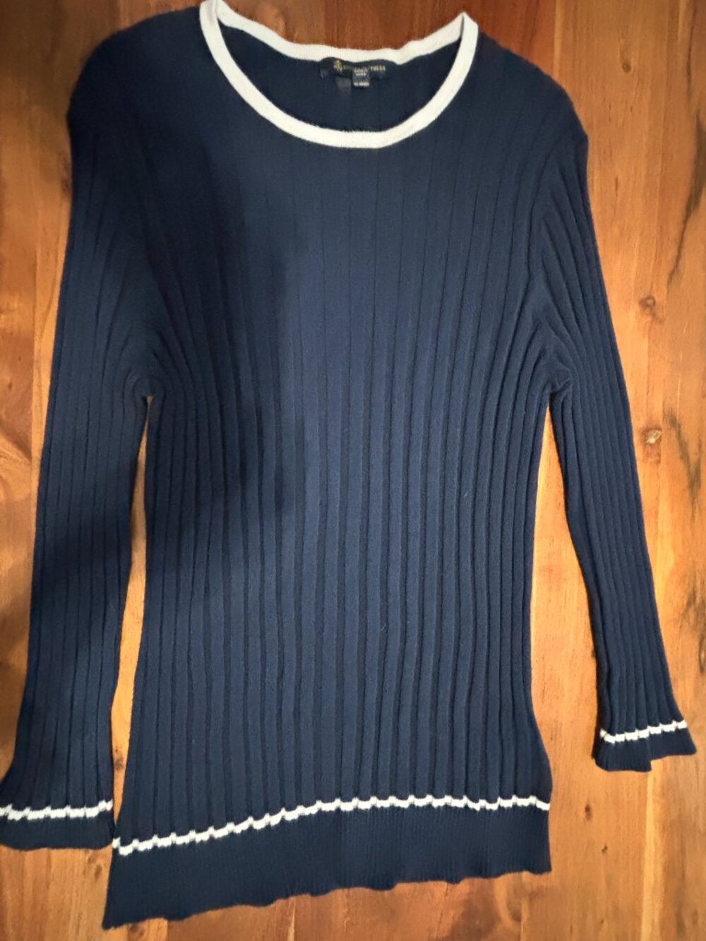 Brook Brother's Blue Ribbed Long Sleeve Women's Sweater Large